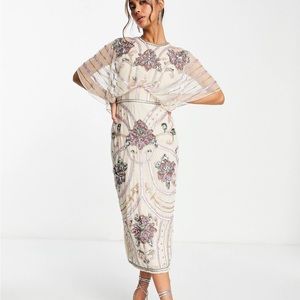 ASOS DESIGN blouson midi dress with Art Nouveau embellishment